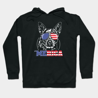 Merica Australian Cattle Dog American Flag Sunglasses Hoodie